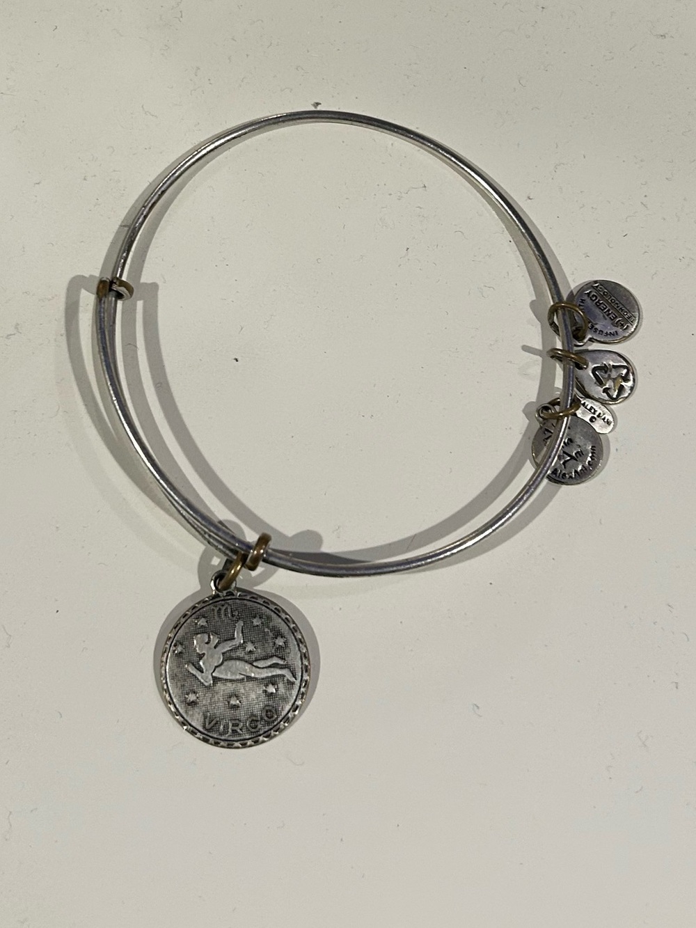 Alex And Ani Silver Tone VIRGO EWB Charms Bangle Bracelet